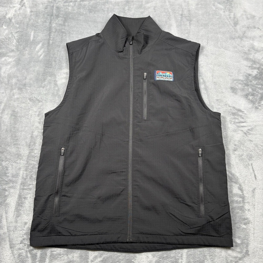 Burlebo Vest Mens Large Black Softshell Fleece Lined Full Zip Pockets Outdoor